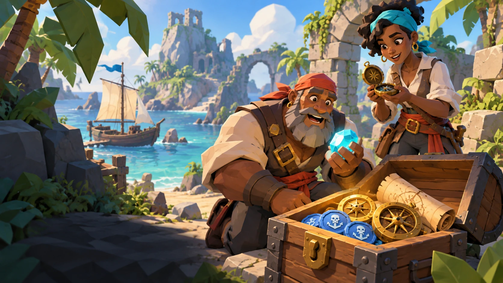 Rogue Isles playful pirate game artwork